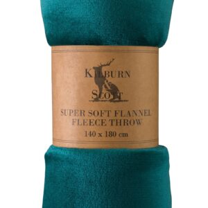 Rolled Flannel Fleece Throw - Teal