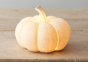 LED Pumpkin - White Ceramic 12cm