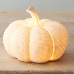 LED Pumpkin - White Ceramic 12cm