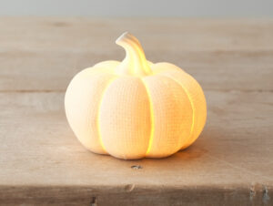 LED Pumpkin - White Ceramic 9cm