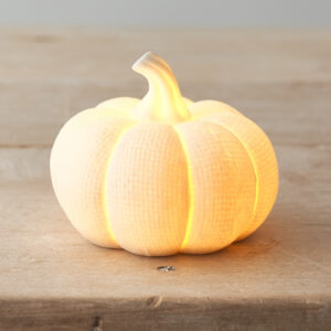 LED Pumpkin - White Ceramic 9cm