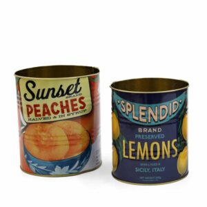 Set of 2 Retro tins - Peaches & Lemons