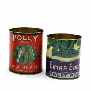 Set of 2 Retro tins - Lima Beans & Peas