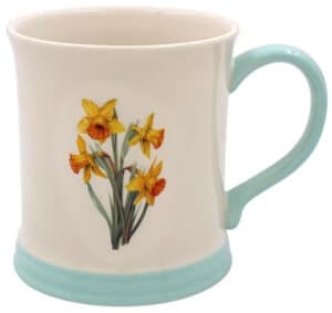 Mug with embossed daffodil floral design