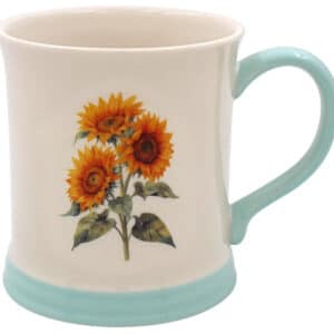 Mug with embossed sunflower design