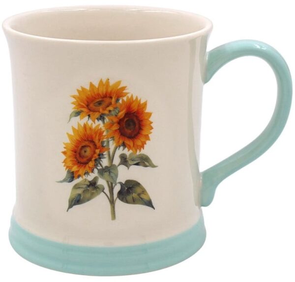 Mug with embossed sunflower design