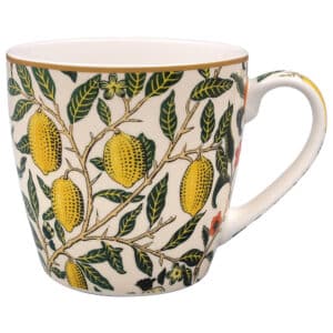 Breakfast mug with morris fruits printed design
