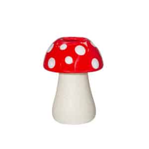 Small Bud Vase in mushroom shape, red and white