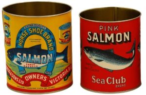 Set of 2 Retro tins - Salmon advertisements
