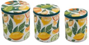 Set of 3 storage tins - Citrus design
