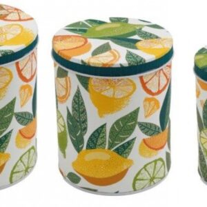 Set of 3 storage tins - Citrus design