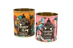 Set of 2 Retro tins - Tea & Coffee Paradise Birds