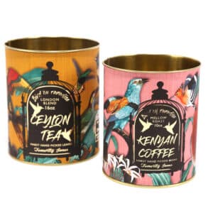 Set of 2 Retro tins - Tea & Coffee Paradise Birds