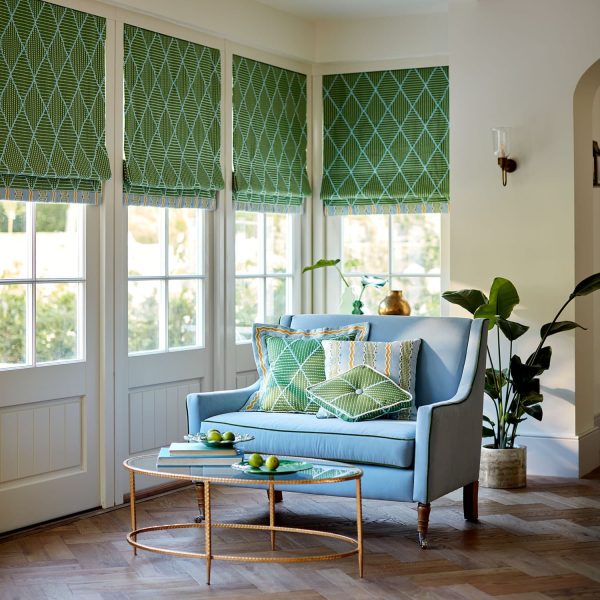 roman blind in Linwood fabric